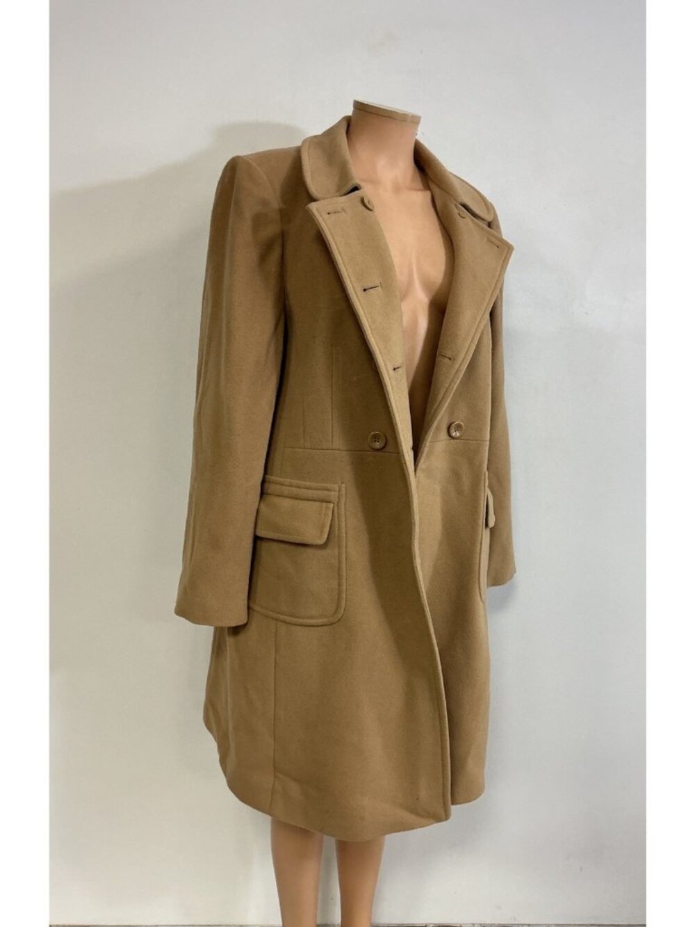 Ann Taylor Long Wool Camel Coat Womens 14